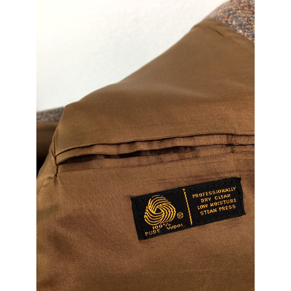 44R Levis USA Mens Vintage Pure Wool Tweed 2 Button Blazer Sport Coat Moss Brown - Picture 11 of 12